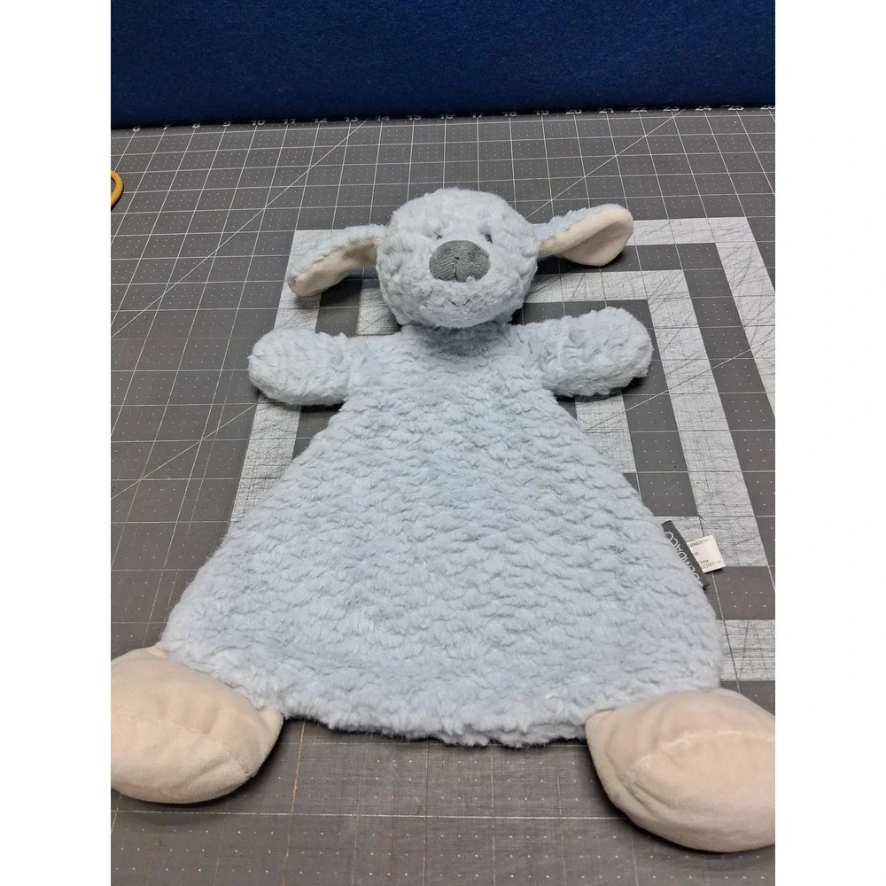 Demdaco Puppy Dog Blue Sherpa Plush Rattle Floppy Lovey Security Blanket 5008201